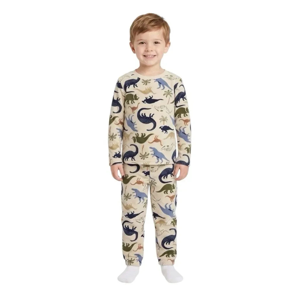 Old Navy Boys  Sz 4T Pajamas Pj Set Fleece Dinosaurs 2-Piece Sleepwear Winter